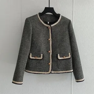 2024 Spring New Retro Coat Women's Autumn Fashion and Western Style Short Single Breasted Top