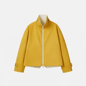 Women's Reversible Cotton Short Coat Stand Collar Zipper Button Jacket Loose Fit Casual Autumn Warm Fashion Outerwear Patchwork