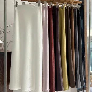 2026 High Quality Luxury Retro Thick Women's Long Skirts Sexy High Waist Satin Maxi Fishtail Skirt