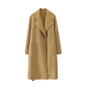 2023 Hot Selling Fashion Design High Quality Elegant Winter Wool Trench Coat Women