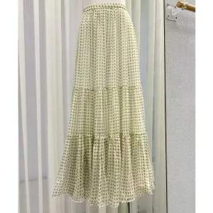 Top Quality New Silk Long Skirt 2026 Spring Sumer Women Vintage Prints High Waist Long Maxi Party Club Skirt Clothing Luxury