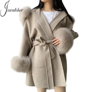 New Design Winter Ladies Belt Double Side Women 100% Wool Trench Coat Plus Size