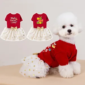 Cross Border Foreign Trade Christmas Birthday Dog & Cat Clothing Two Legged Dresses Skirts Cute Nordic Design Polyester
