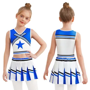 CHSALL Women Kids Cheerleading Costume Sets 100% Polyester Digital Print Top / Pleated Skirt 240g School Celebration Sports