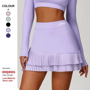 Newly Arrival Women's Sports High Waisted Double-layer Pleated Short Skirt Quick Drying Anti Friction Lining Yoga Sportswear