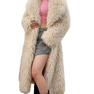 Winter Fashion Women Faux Fur Coats Fluffy Artificial Floor Length Mongolian Warm Long Fur Coat