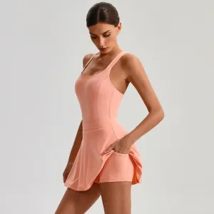 2026 New Anti-Exposure High Waist Tennis Skirt with Built-in Shorts for Running & Fitness