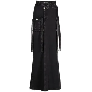 Women's Clothing Irregular Openwork Waist Long Split Jean Skirt Long Jean Skirt With Big Pockets Cargo Skirts