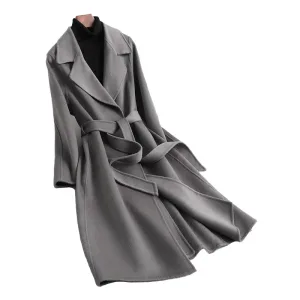 Elegant Winter Wool Trench Coat Double Face Fashion Women Long Cashmere Wool Coat