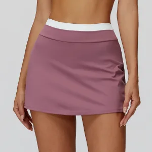 Nude Feeling Clash Color Short Skirt High Waist Thread False Two Sports Half Body Short Skirt Anti Walk Out Light Tennis Skirt