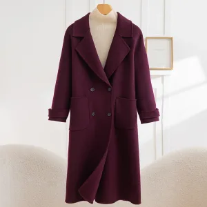 A New Stylish Warm Comfortable Long Casual Womens Coat Made of 100% Wool Windproof and Perfect for Windy Weather